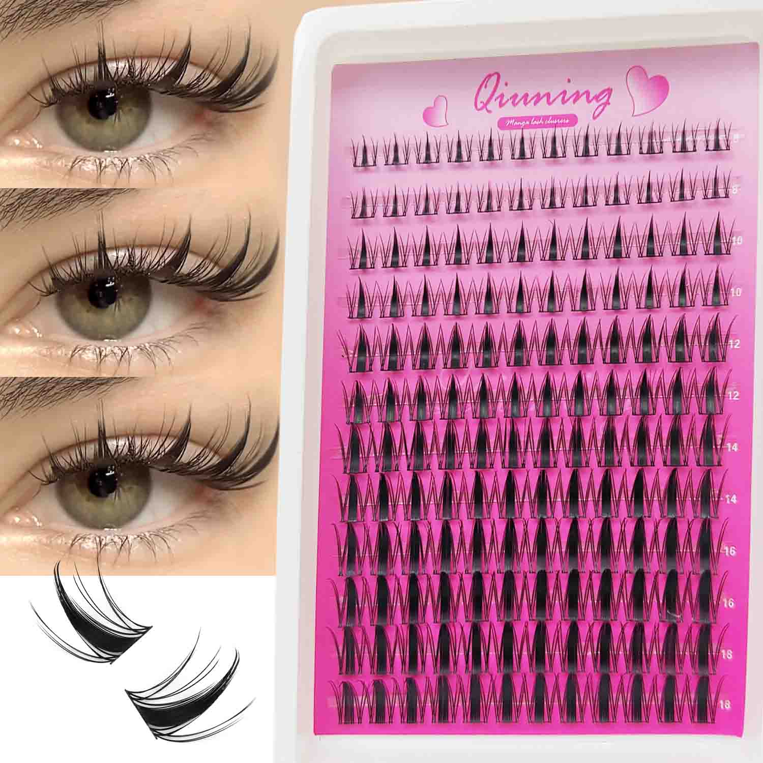 Eyelash Extension Wet Look - QIUNING Kit de Cils en Grappes