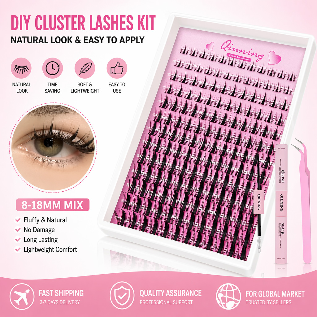 QIUNING Kit de Cils en Grappes - Eyelash Extension Wet Look avis et prix