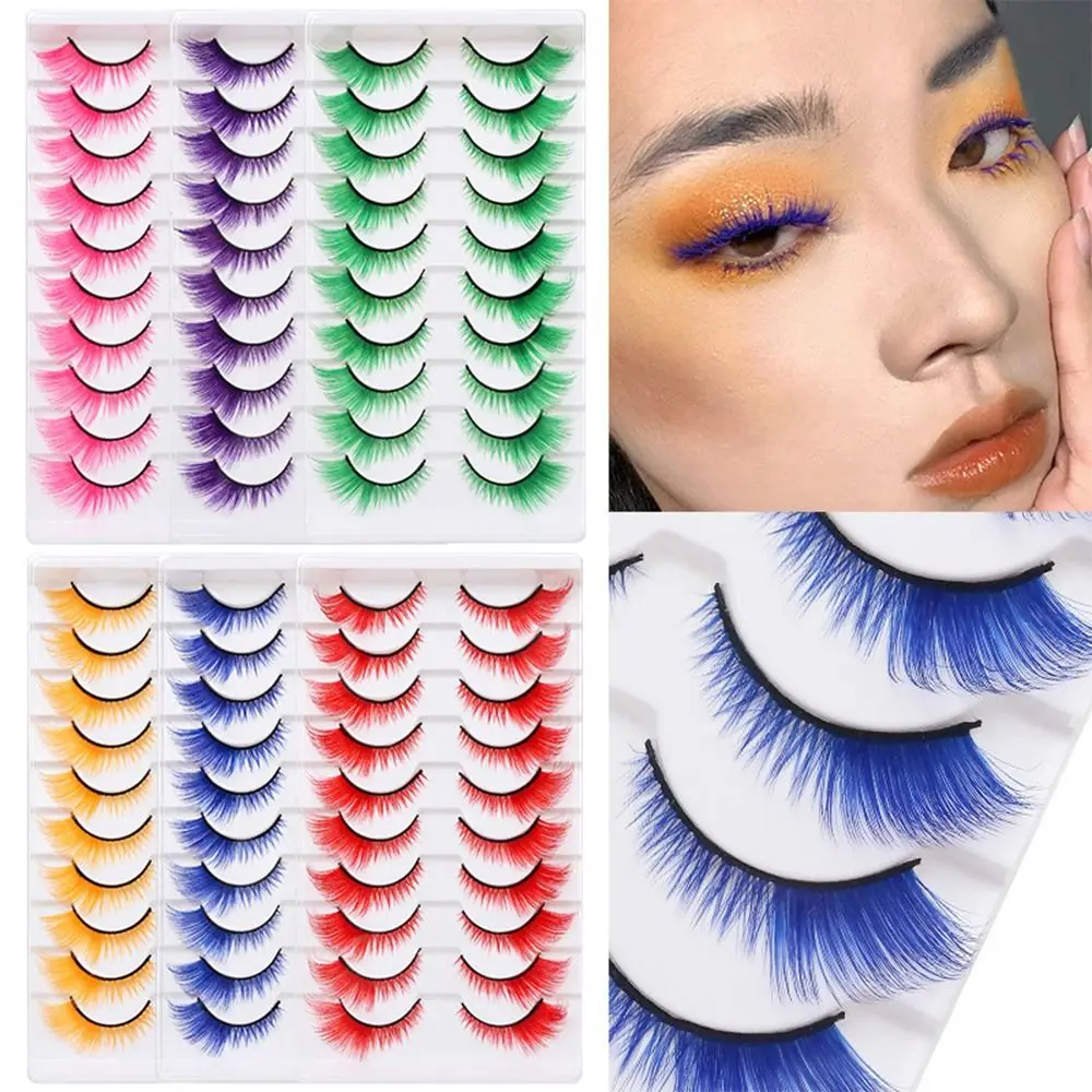 10 paires de faux cils colorés - Eyelash Extension Cat Eye avis et prix